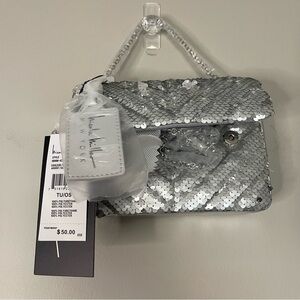 Nicole Miller Silver Sequin Shoulder Bag